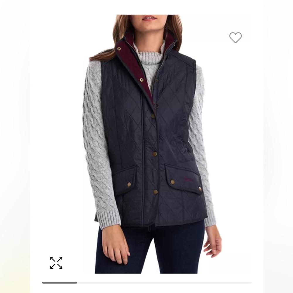 Barbour Quilted Vest in Navy and Burgundy